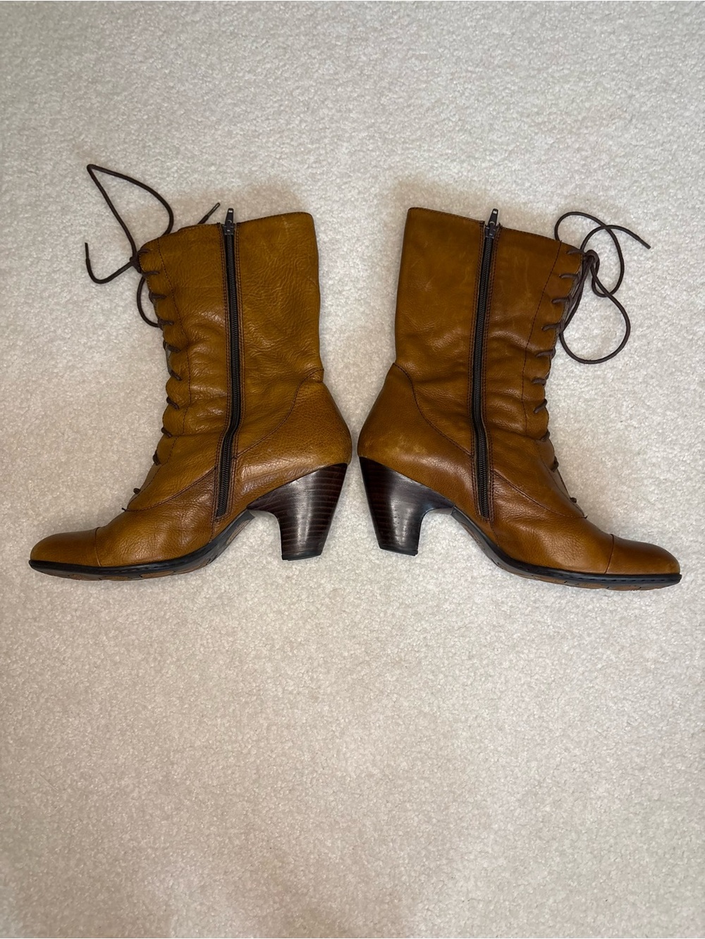 BORN FULL GRAIN LEATHER LACE UP GRANNY BOOTS SIZE 10 VICTORIAN - Picture 8 of 16